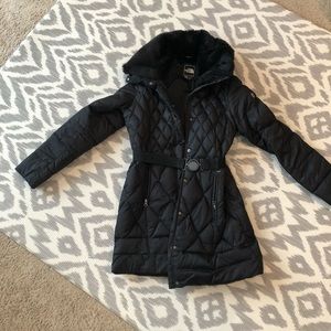 Women’s North Face Belted Black Parka